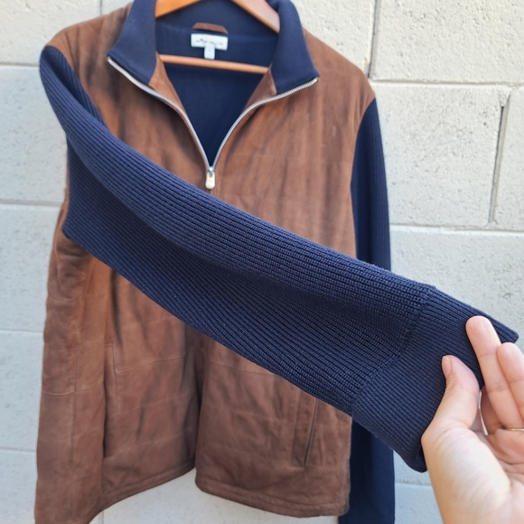 Peter Millar | Goat Suede Hybrid Wool Cardigan Zip Up Jacket Size XL - Picture 7 of 16